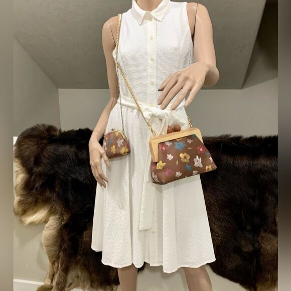 Genuine Leather Hand Painted Floral, Wooden Frame Bag/Crossbody & Small Purse - Picture 8 of 16